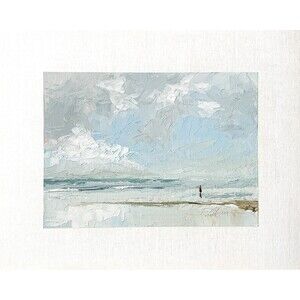 8x10 Original Oil Painting Seascape Person on Beach Coastal Impressionist Signed
